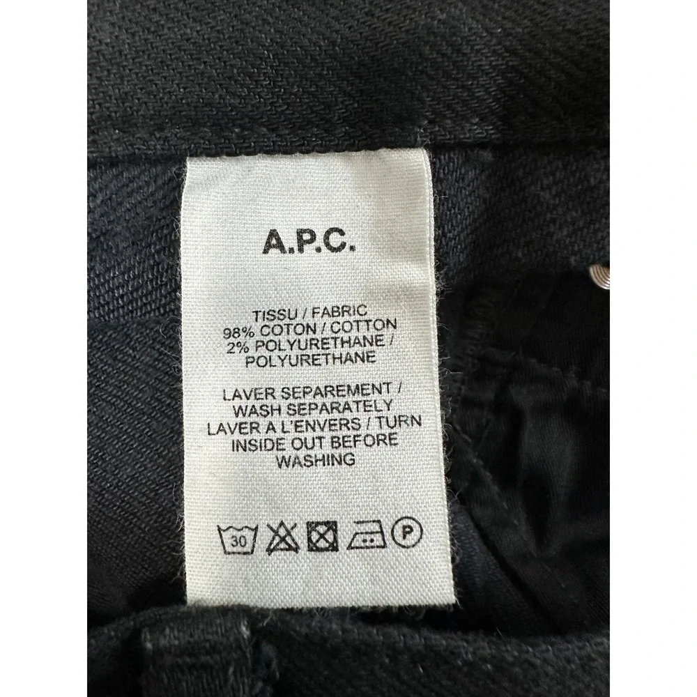 APC Petit Standard Jean Droit Etroit Black Denim Jeans Size 29(31) x 31 EUC